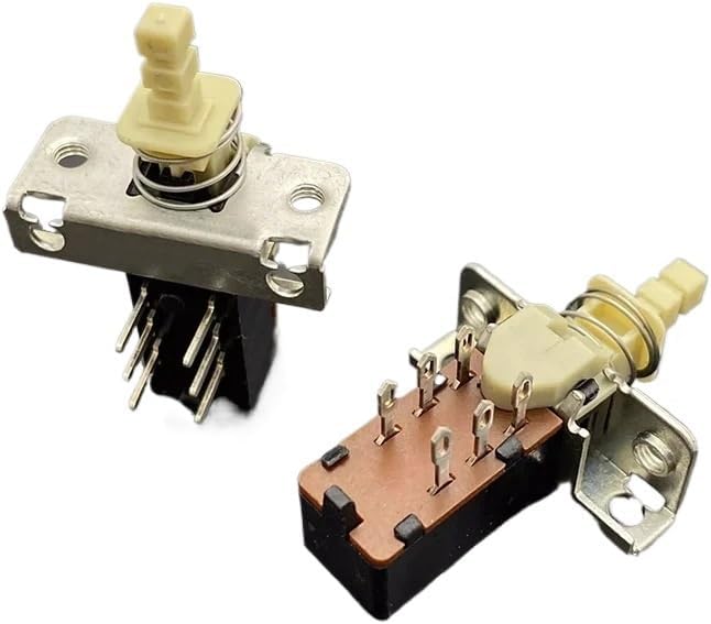 2PC self-Locking Power Switch Double Row 6-pin Lock Key Power Amplifier Straight Keyboard Button