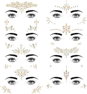 Noctilucent Face Gems Luminous Temporary Tattoo Stickers Acrylic Crystal Glitter Stickers Waterproof Face Jewels Rainbow Tears Rhinestone for Party, Rave Festival, Dress-up of ZLXIN(8 Pcs A Set)