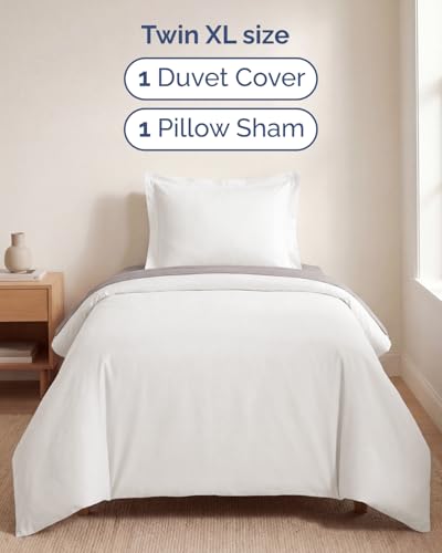 Image of Duvet Cover Twin /Twin XL Size Set - Extra Soft Twin /Twin XL Duvet Cover 68 inch x 90 inch with 1 Pillow Sham for Women, Men, Kids & Teens - Easy-Care & Fade Free with Zipper Closures & Ties (Antique White)