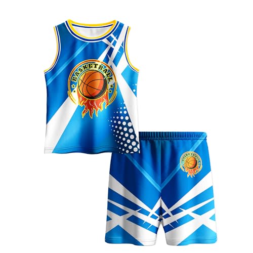Hjshfue Kids Basketball Jerseys Sleeveless Tank Top Shorts Sets Youth