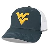 Legacy NCAA Officially Licensed Baseball Hat, West Virginia Mountaineers, Lightweight Cap for Men & Women, Mid-Pro Snapback Adjustable (MPS), Navy/White Trucker, One Size Fits Most, Snapback Closure