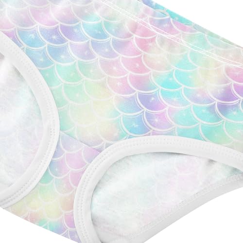 Joisal Cotton Toddler Girls Underwear Pastel Mermaid Scales Girl Panties Cute Florals Briefs Kids Undies 2t4