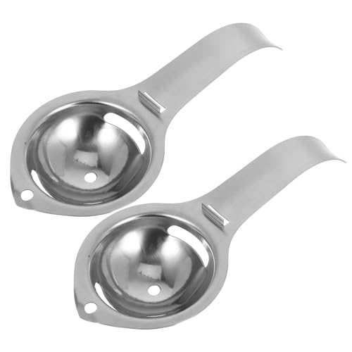 BIUDECO 2pcs Stainless Steel Egg Separator: 6.5x2.7inch Handheld Filter Tool - Egg White And Yolk Separator - Handy Kitchen Gadget For Baking And Cooking
