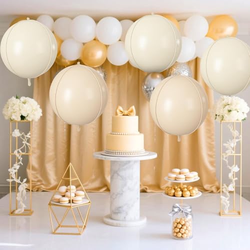 Image of 9 Pcs Cream Beige Round Foil Balloons,22 Inch Round Balloons