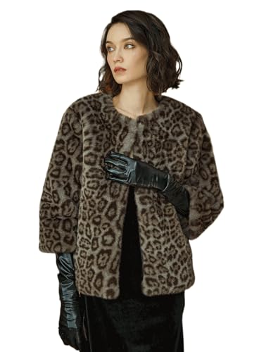 BEAUTELICATE Jackets for Women Faux Mink Fur 3/4 Sleeve 2