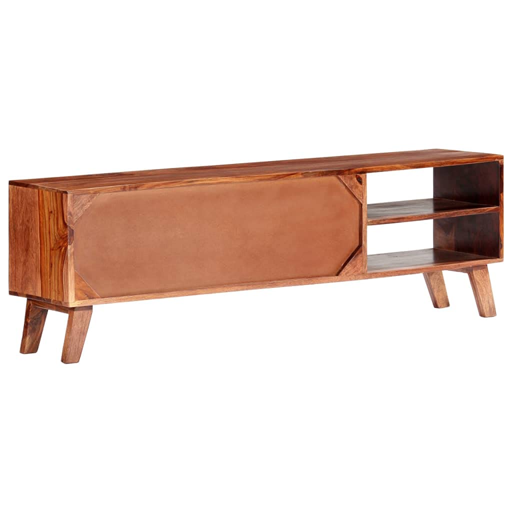 Stojak na telewizor, szary, 140 x 30 x 45 cm, lite palisander, centrum rozrywki do salonu i sypialni, stylowe futro, elegancki design