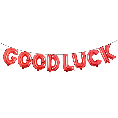 16 inch Multicolor Good Luck Balloons Decorations, Foil Letter Banner Balloon for Retirement Grad Going Away Goodbye Party Supplies (GOOD LUCK Red) by RUIANSI - Used condition - US$6.43