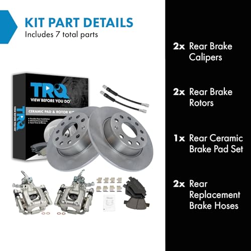 Image of TRQ Rear Brake Pad and Rotor Set Ceramic 272mm Rotors Calipers Compatible with 2010-2012 2014 Volkswagen Jetta