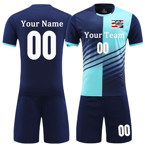Boys Kids Adults Soccer Jersey Custom Name Number Logo Personalized Soccer Jersey for Men Women Uniformes de Futbol Soccer Sapphire Blue