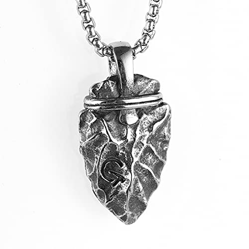 BBYOUTH Valknut Vegvisir Necklace Nordic Gifts Men 316L Stainless Steel Odin Rune Double-sided Pendant & 70cm Chain with Leather Viking Jewelry Bag,Retro Heart