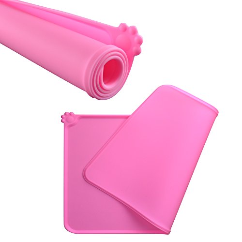 Guardians Dog Food Mat, Silicone Dog Cat Bowl Mat, Non Slip Pet Feeding Mat Waterproof Dog Placemat For Small Animals (18.5"X11.8", Pink) #TOP3
