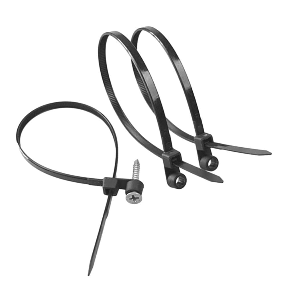 100 bridas de nailon para cables de 4 x 150 mm, 4 x 200 mm, bridas fijas de nailon con agujero para tornillo, 5 x 150 mm, 5 x 200 mm (4 x 200 mm, color negro)