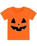 Toddler Boy Girl's Jack O' Lantern Shirt Short Sleeve Halloween Cotton Pumpkin Tshirt Outfits Clothes Kids Pumpkin Face Shirt Tops Orange 4T