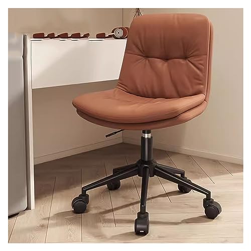 WIGSELBL Silla de escritorio tapizada moderna silla de oficina de piel sintética sin brazos con ruedas, silla de trabajo giratoria ajustable, silla de computadora para sala de estar, dormitorio,