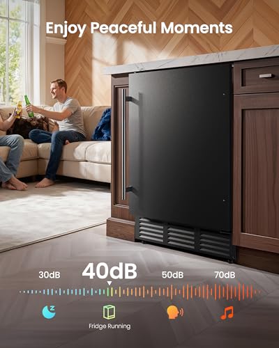 Image of 24 Inch Beverage Refrigerator, 180 Can Under Counter Fridge, Stainless Steel Outdoor Fridge for Patio & Outdoor Kitchen, Outdoor Refrigerator for Soda, Beer, Built-in & Freestanding(Black)