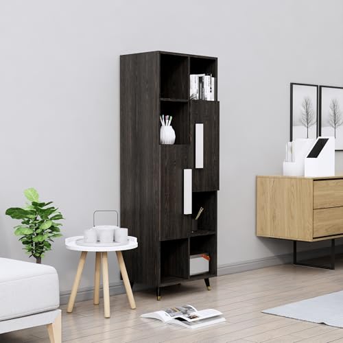 Image of Bniture Bookshelf for Home | Engineered Wood Book Shelf with 2 Door & 6 Shelf | Open Book Shelf Stand for Library | Multipurpose Display Organizer for Living Room, Study & Office | Flower Wenge