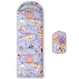 QOOMO Kawaii Bear Printed Camping Sleeping Bags,3 Season Warm & Cool Weather,Lightweight,Waterproof Sleeping Bags for Adults Kids Girls,Traveling,and Outdoors,Camping Gear Equipment,31x90inch