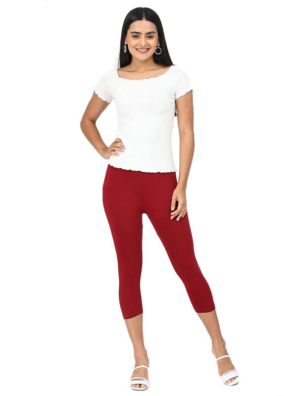 Image of Robinbosky Premium Stretchable Cotton Capri Legging for Women | Suitable for Formal wear & Casual wear | High-End Elastic Makes. The Leggings Squat Proof and Durable for Travel, Yoga, & Workout.