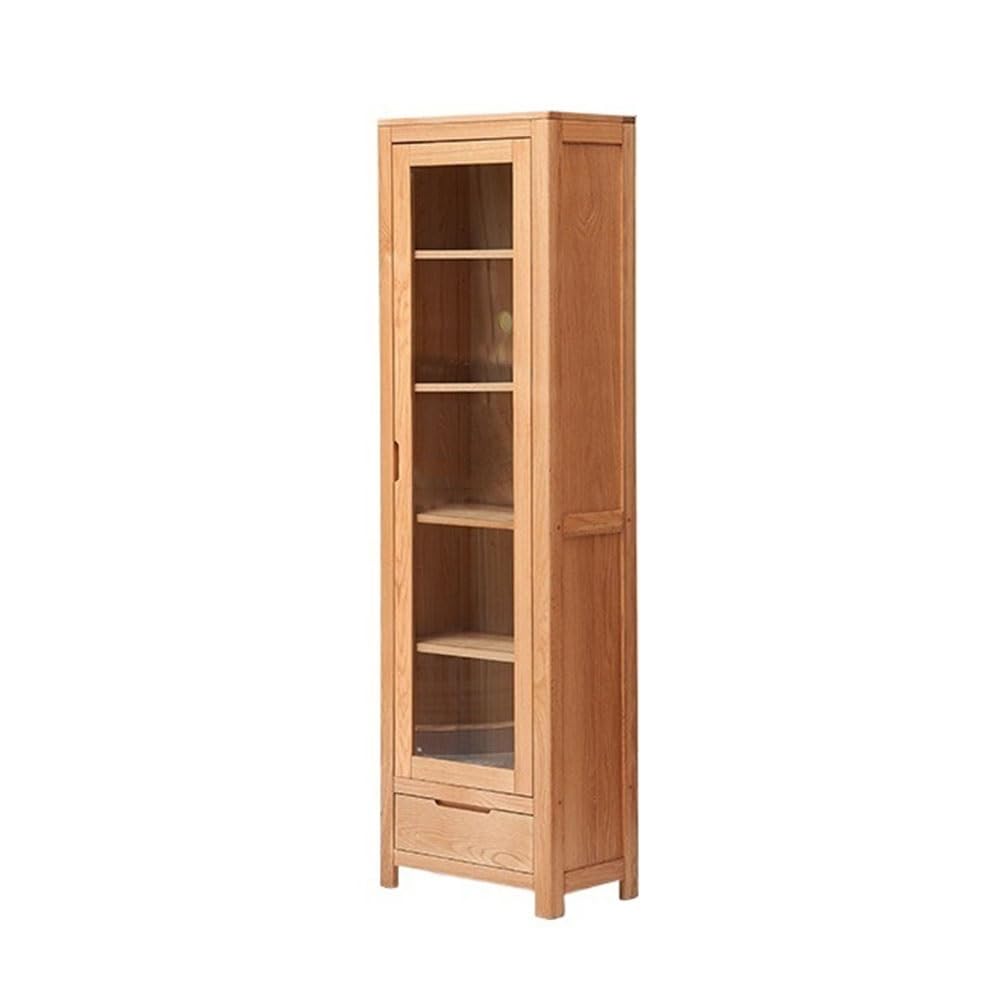 Lizhuzhuzs28 Bookcase Shelf Wooden Floor-Standing Bookcase Glass Doors Drawers Study Bookshelf Storage Cabinet Adjustable Shelves Bookshelf Display(Small)