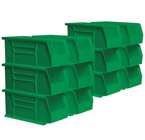 Image of Akro-Mils 30230 AkroBins Plastic Storage Bins, 11 inchx5 inchx5 inch, Green, 12-Pack | Space-Saving Stackable Bins for Garage, Pantry, Craft Organization