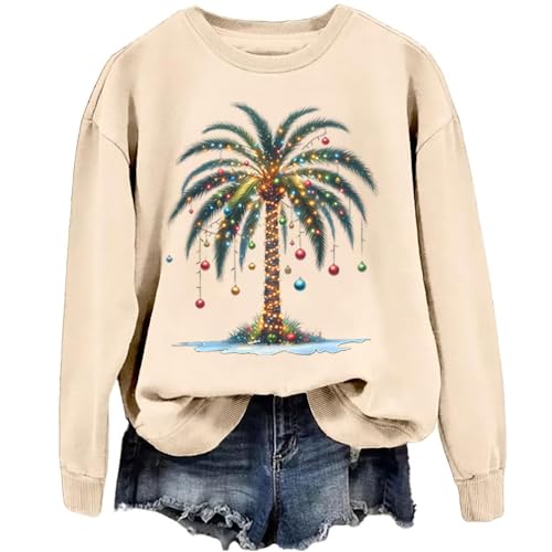 Amazon.com: Christmas Palm Tree Print Sweatshirt Palm Tree