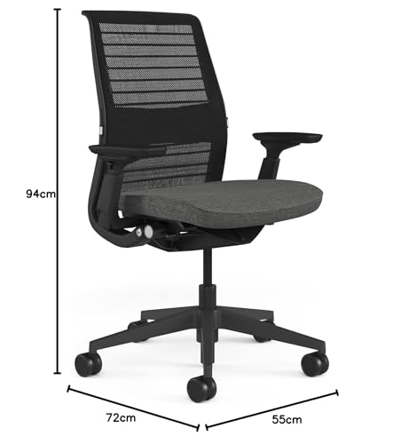 Image of Steelcase Think Ergonomic Office Chair - Otto Charcoal | Adjustable Lumbar Support, 4D Arms, LiveBack System | Weight-Activated Recline | 12-Year Warranty (Black)