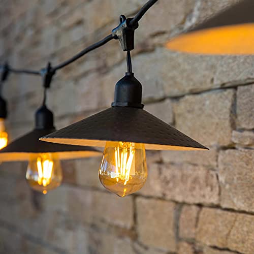 Guirlande lumineuse extérieure 6m avec 10 ampoules LED filament E27 blanc chaud VINTY LIGHT et abat-jour en métal style vintage