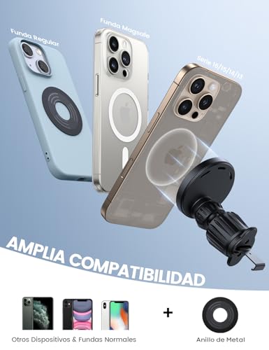 Lamicall 15W Cargador Inalámbrico Coche para MagSafe - [2024 Ultra Imán] Carga Rápida, Cargador Soporte Movil Magnético para Coche con Gancho de Metal, Manos Libres, para iPhone Series 17 16 15 14 13 - imagen 6