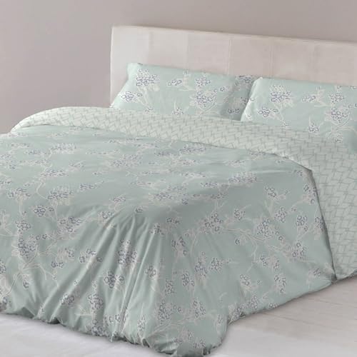 LEBENGOOD Funda Nórdica Cama 180, con 1 Fundas Almohada, Funda de Edredón 180x190/200, Estampada, Reversible, Colcha Sábana,Nordicos Invierno, Juego de Ropa Cama (Esther Agua 180)