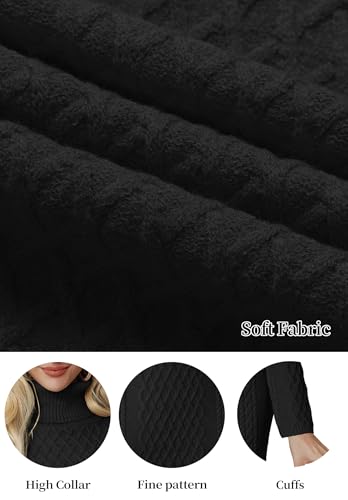 Image of Women's Turtleneck Sweater Cable Knit Long Sleeve Sexy Pullover Tunic Mini Bodycon Sweater Dress Trendy Outfits
