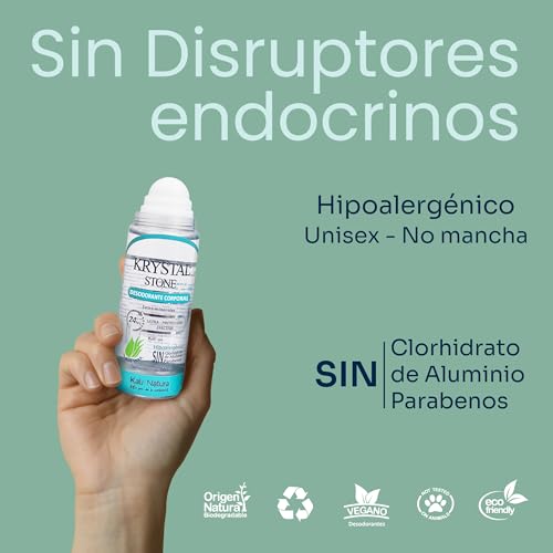 KRYSTAL STONE Deodorant 3-Pack Roll On of Potassium Alum with Aloe Vera & Essential Oils - VEGAN. CRUELTY FREE. ECO-FRIENDLY