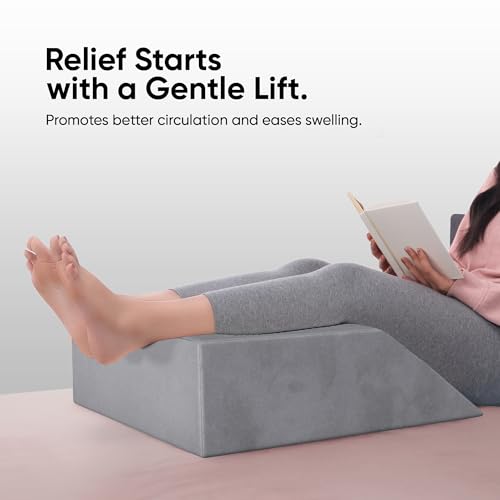 Image of Frido Leg Elevation Wedge Pillow for Edema, Varicose Veins, Fracture | High Resilience Foam Cushion for Leg, Knee & Thigh Support | Back Pain & Swelling Relief | Lightweight (Slate Grey)
