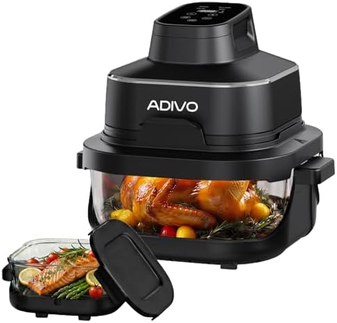 ADIVO Glass Air Fryer,4L/1.5L Dual Capacity Visual Airfryer,1500W...