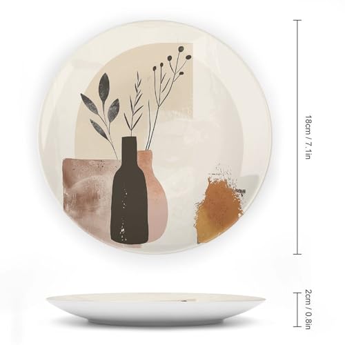 Plato decorativo de porcelana Beige y Marrón 7 pulg miniatura 2