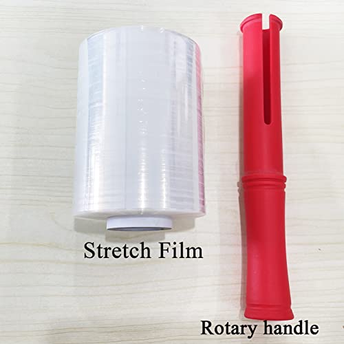 QILIMA Mini Clear Industrial Stretch Wrap Film, 80 Gauge Thick Cling Plastic Wrap for Moving, Pallet Wrap - Self Adhering Packaging Heavy Duty Shrink Film, 5\" x 1000ft 4 Pack with Handle