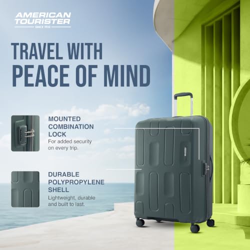 Image of American Tourister Ivy 2.0 | Large Size Check-in Trolley Bag (79 cm) | 360 8 Wheel Travel Luggage | Hard Case Polypropylene (PP) Suitcase | Combination Lock | Dark Forest