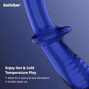 Satisfyer Double Crystal | 20cm | Dildo del punto G | Dildo de vidrio | Vidrio de borosilicato | Estructura lisa y estriada para mayor estimulación | Mango y base ancha para sesiones seguras