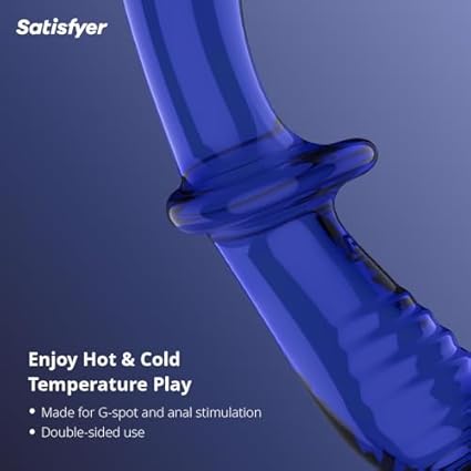 Satisfyer Double Crystal | 20cm | Dildo del punto G | Dildo de vidrio | Vidrio de borosilicato | Estructura lisa y estriada para mayor estimulación | Mango y base ancha para sesiones seguras