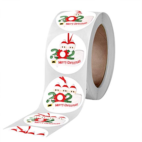 GBSELL Merry Christmas Stickers, 2020 Christmas Quarantine Survivor Round Label Stickers Envelope Stickers Seals for Cards Present Envelopes Boxes Bag Sealing Decorations (B)
