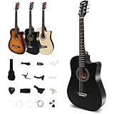 アコースティックギター 17点セット 初心者入門セット 練習ギター ソフトケース付き アコギ guitar ブラック JT