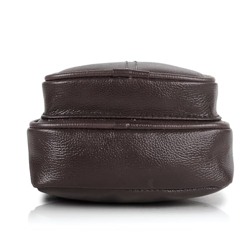 Image of Half Moon Vintage Crossbody Sling Bag for Men Slim Vegan Leather Chest Bag for Men Women Small Shoulder Side Bag Water-resistant Mobile Passport Bag Travel Office (Vintage Brown)