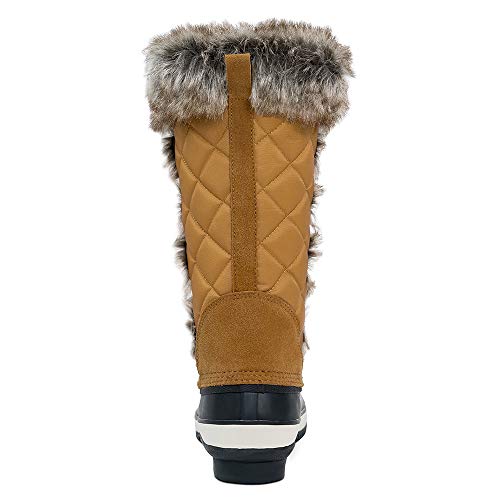 Hzstay Women's Cow Suede Leather Boots, Lace Up Winter Outdoor Snow Duck Boots,Warm Waterproof Mid Calf Boots For Women #TOP2