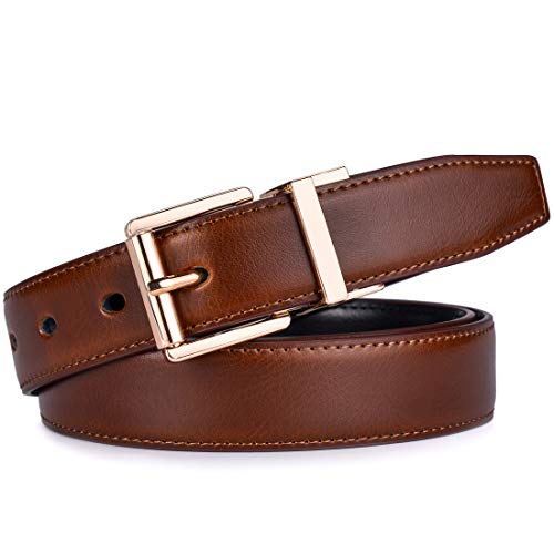 Image of Beltox Men's Belt Dress Casual Reversible Leather 1.1 inch w Roller Buckle Rotated