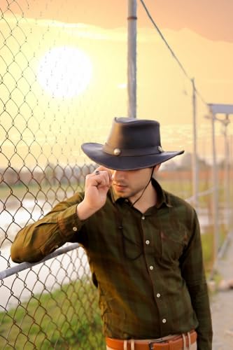 Image of HADZAM Leather Cowboy hat Shapeable into Outback hat, Australian Hats for Men & Women
