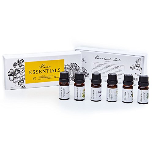 Essential Oils By Pure Essentials 100% Pure Oils Kit- Top 6 Aromatherapy Oils Gift Set-6 Pack, 10Ml(Eucalyptus, Lavender, Lemon Grass, Orange, Peppermint, Tea Tree) #TOP2