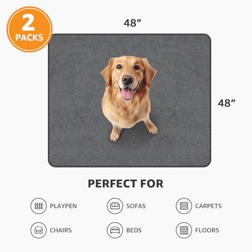 Image of PICK FOR LIFE Washable Dog Pee Pads, 48x48 Reusable Puppy Whelping Pads, Absorb Dog Mats Non-Slip Reusable Pet Training Pad for Whelping, Potty, Training, Playpen, Crate, 2PACK