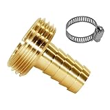 Joywayus Garden Hose Pipe Connector,1/2' Barb x 3/4' Male GHT Thread Brass Fitting with Stainless...