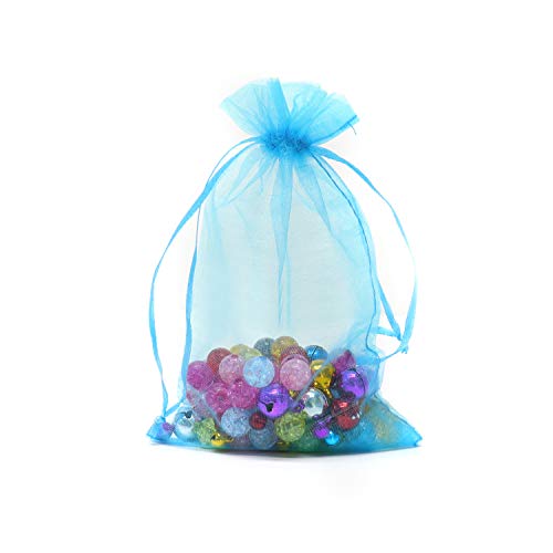 Image of Dealglad 50pcs Drawstring Organza Jewelry Candy Pouch Christmas Wedding Party Favor Gift Bags (4x6, Lake Blue)
