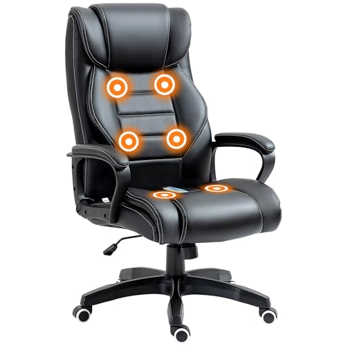 Vinsetto High Back Executive Office Chair 6- Point Vibration Massage Extra Padded Swivel Ergonomic Tilt Desk Seat, Black Vinsetto High Back Executive Office Chair 6- Point Vibration Massage Extra Padded Swivel Ergonomic Tilt Desk Seat, Black