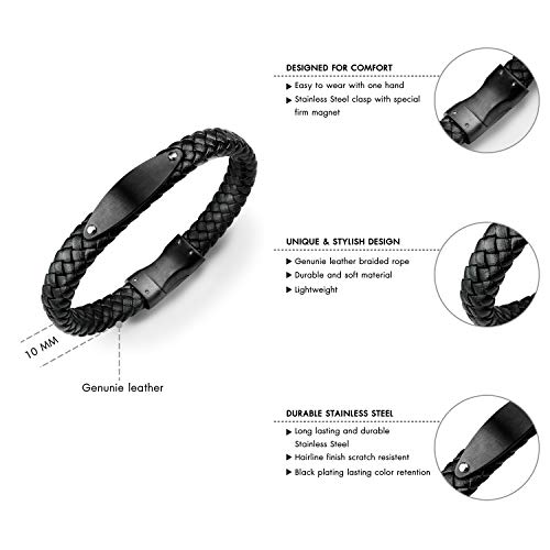 Pulsera trenzada de cuero con cierre magnético miniatura 3